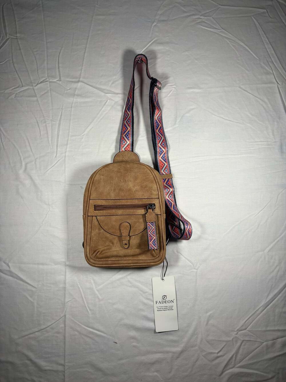 Fadeon Women's Small Sling Crossbody Bag Aztec strap soft suede